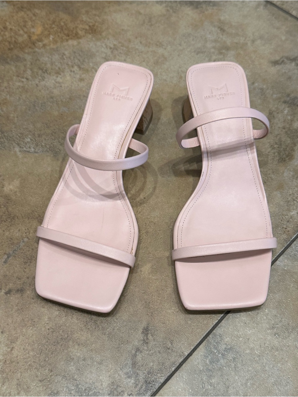 Marc Fisher Blush Pink Double-Strap Square-Toe Sandals